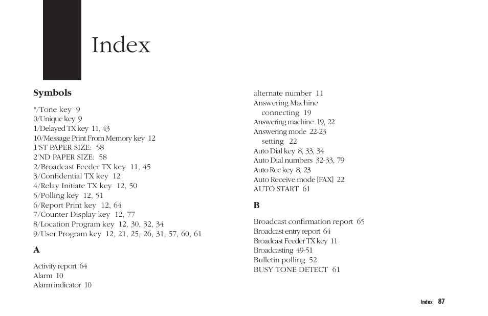 Index | Oki 5300 Plus User Manual | Page 100 / 109