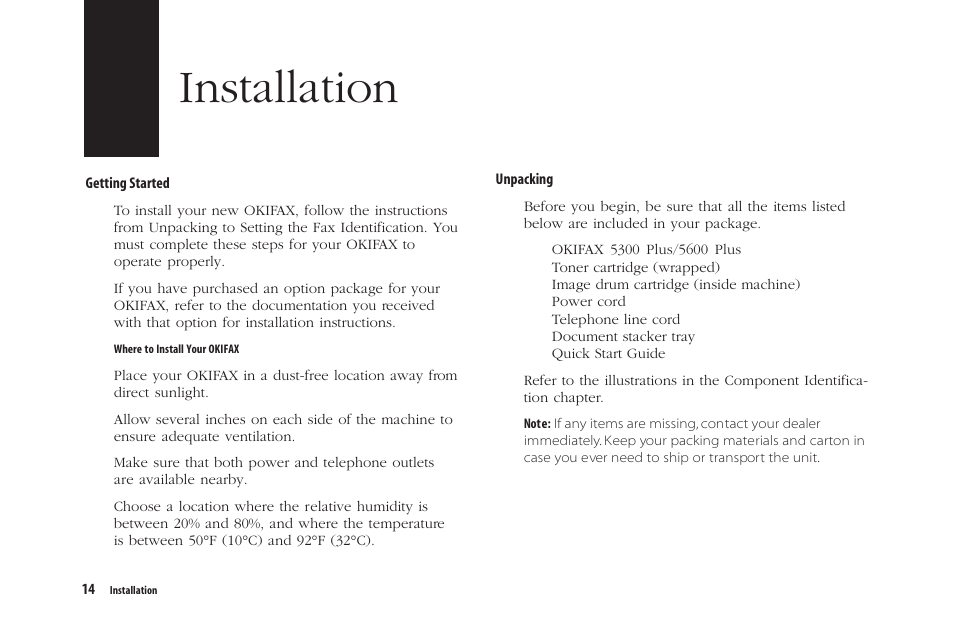 Installation | Oki 5300 Plus User Manual | Page 27 / 109