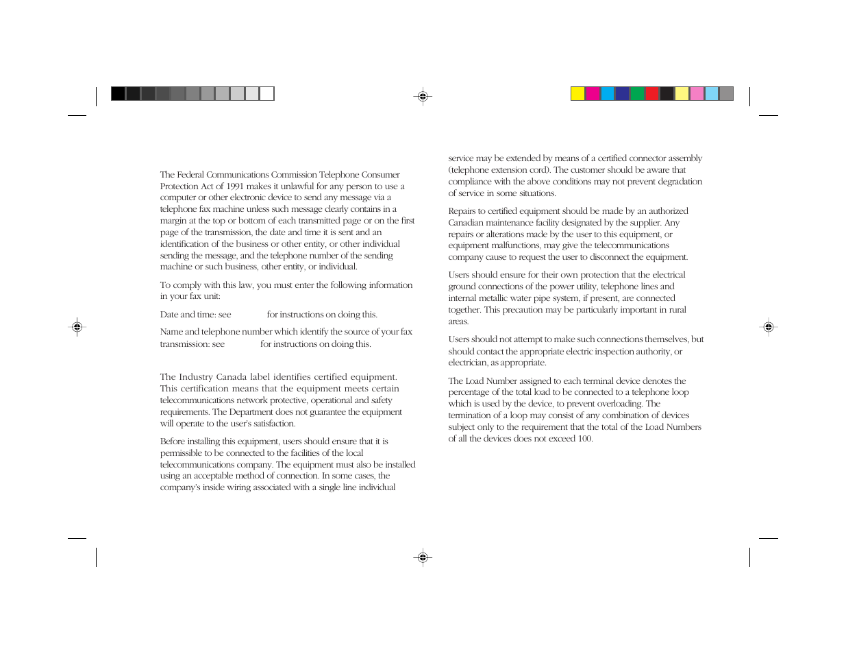 Fcc telephone consumer protection act, Industry canada requirements for end users | Oki 5300 Plus User Manual | Page 4 / 109