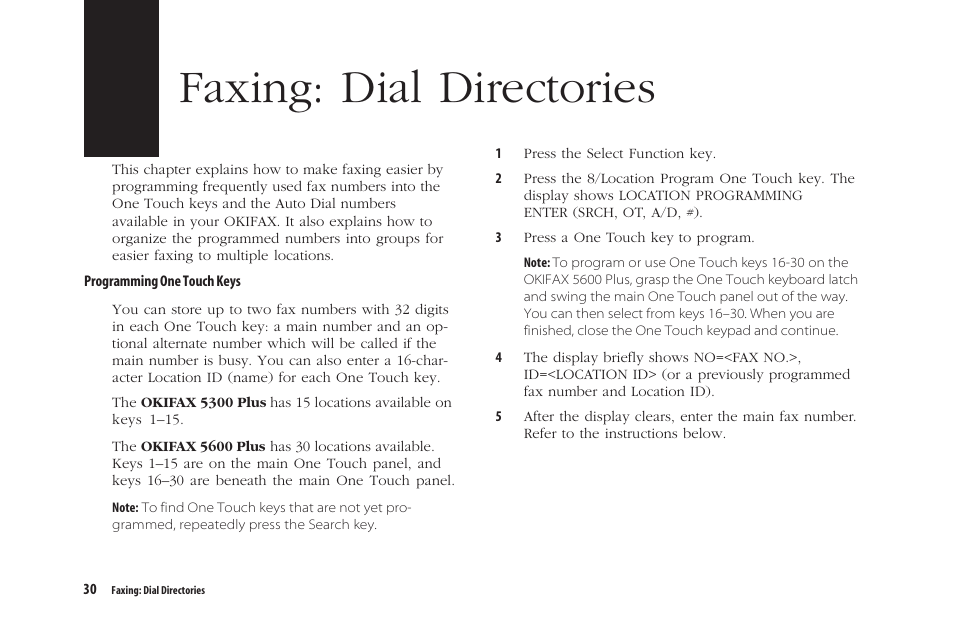 Faxing: dial directories | Oki 5300 Plus User Manual | Page 43 / 109