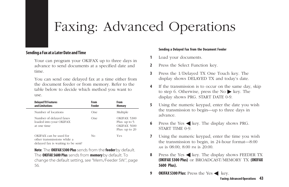 Faxing: advanced operations | Oki 5300 Plus User Manual | Page 56 / 109