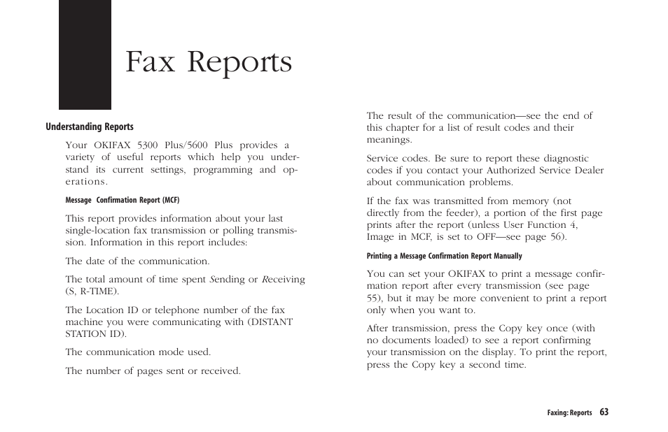 Fax reports | Oki 5300 Plus User Manual | Page 76 / 109