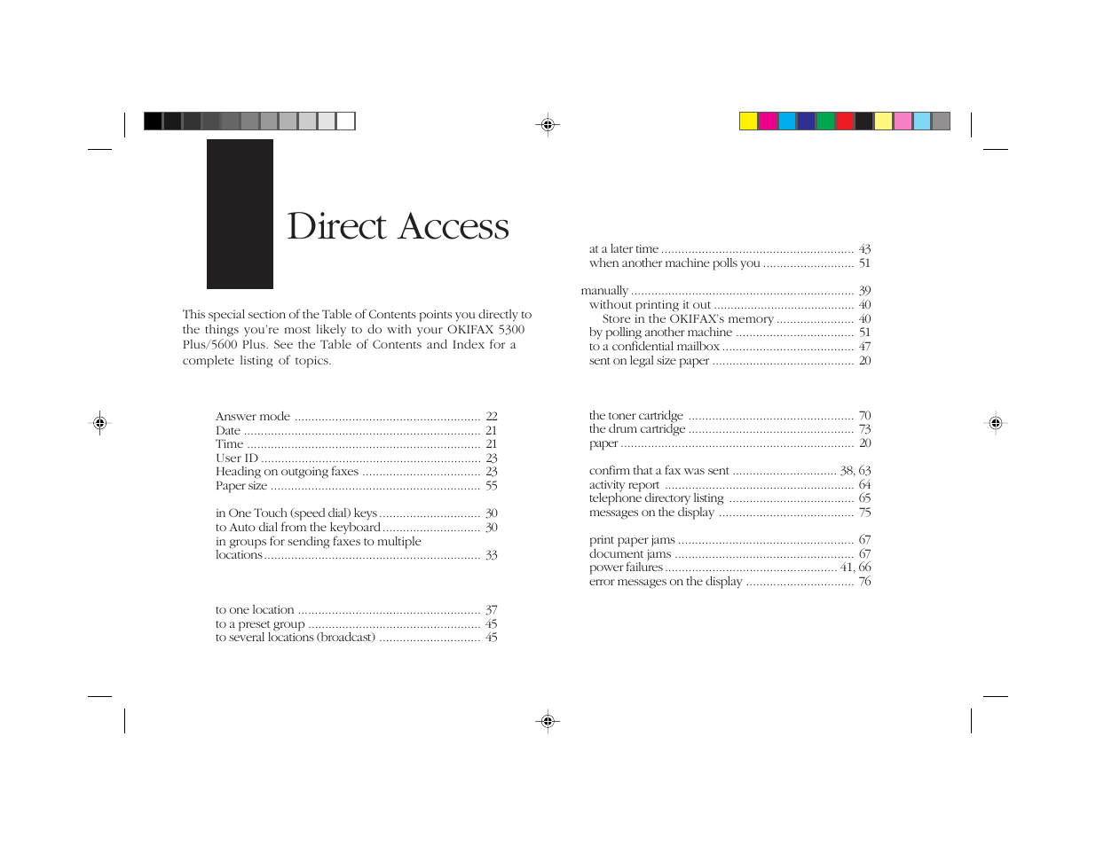 Direct access | Oki 5300 Plus User Manual | Page 9 / 109