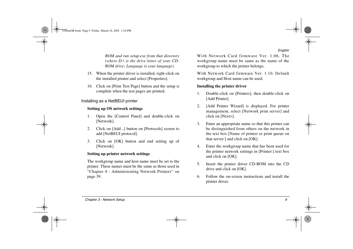 Installing as a netbeui printer | Oki 3100e User Manual | Page 15 / 104