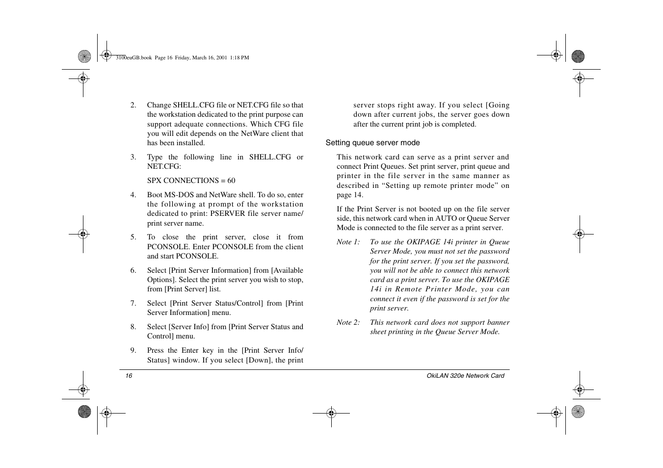 Setting queue server mode | Oki 3100e User Manual | Page 22 / 104