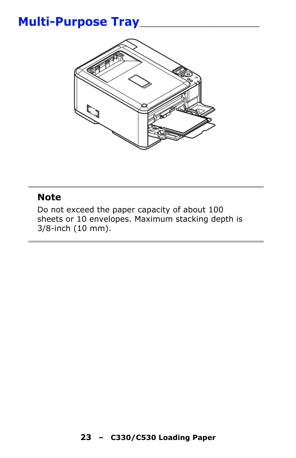 Multi-purpose tray | Oki C330 User Manual | Page 23 / 135