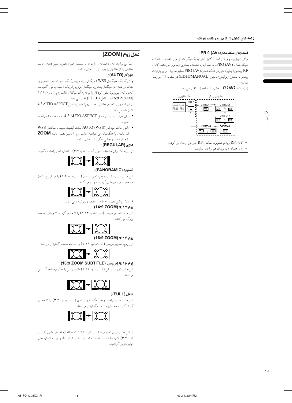 ﻰﺳرﺎﻓ, موز ﻞﻤﻋ (zoom) | JVC PD-35DX User Manual | Page 152 / 225
