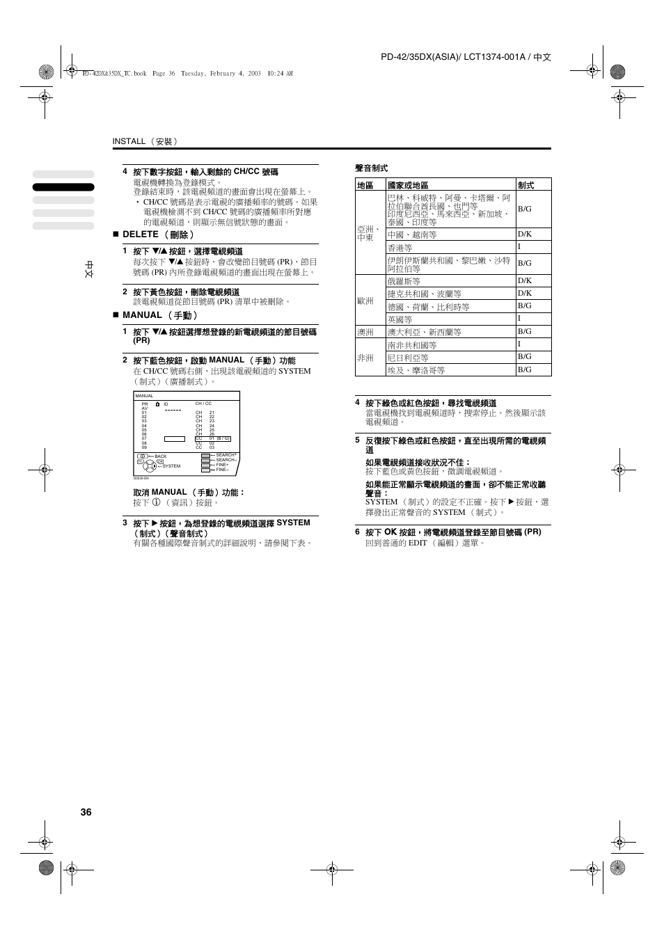 Delete （刪除, Manual （手動 | JVC PD-35DX User Manual | Page 82 / 225