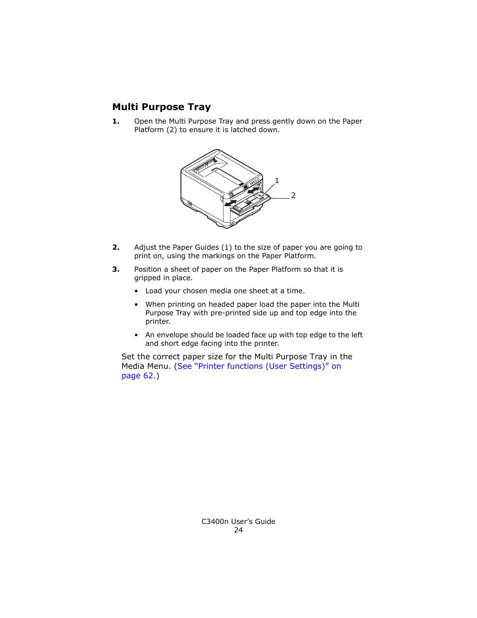 Multi purpose tray | Oki C 3400n User Manual | Page 24 / 144