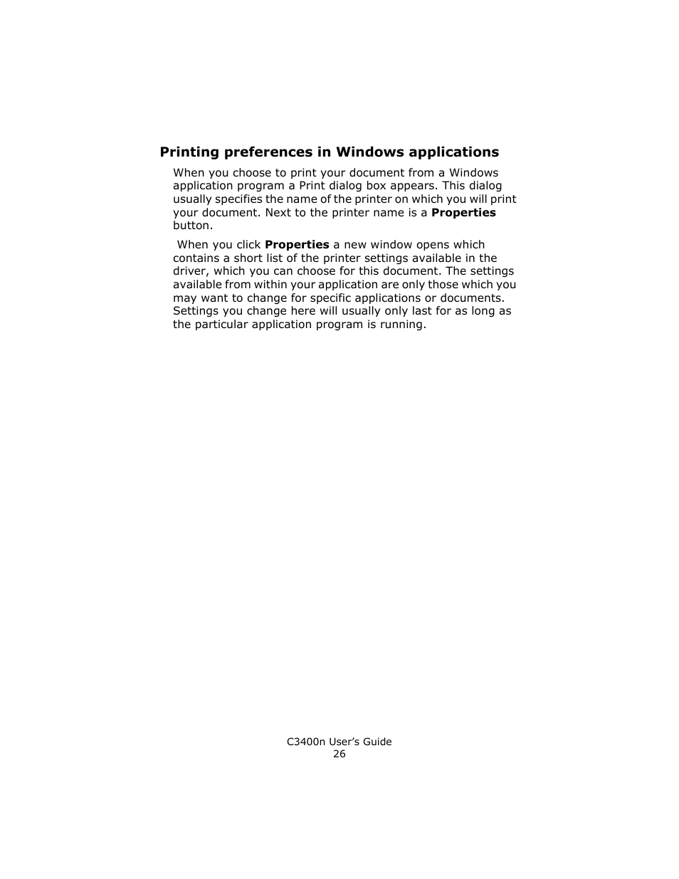 Printing preferences in windows applications | Oki C 3400n User Manual | Page 26 / 144