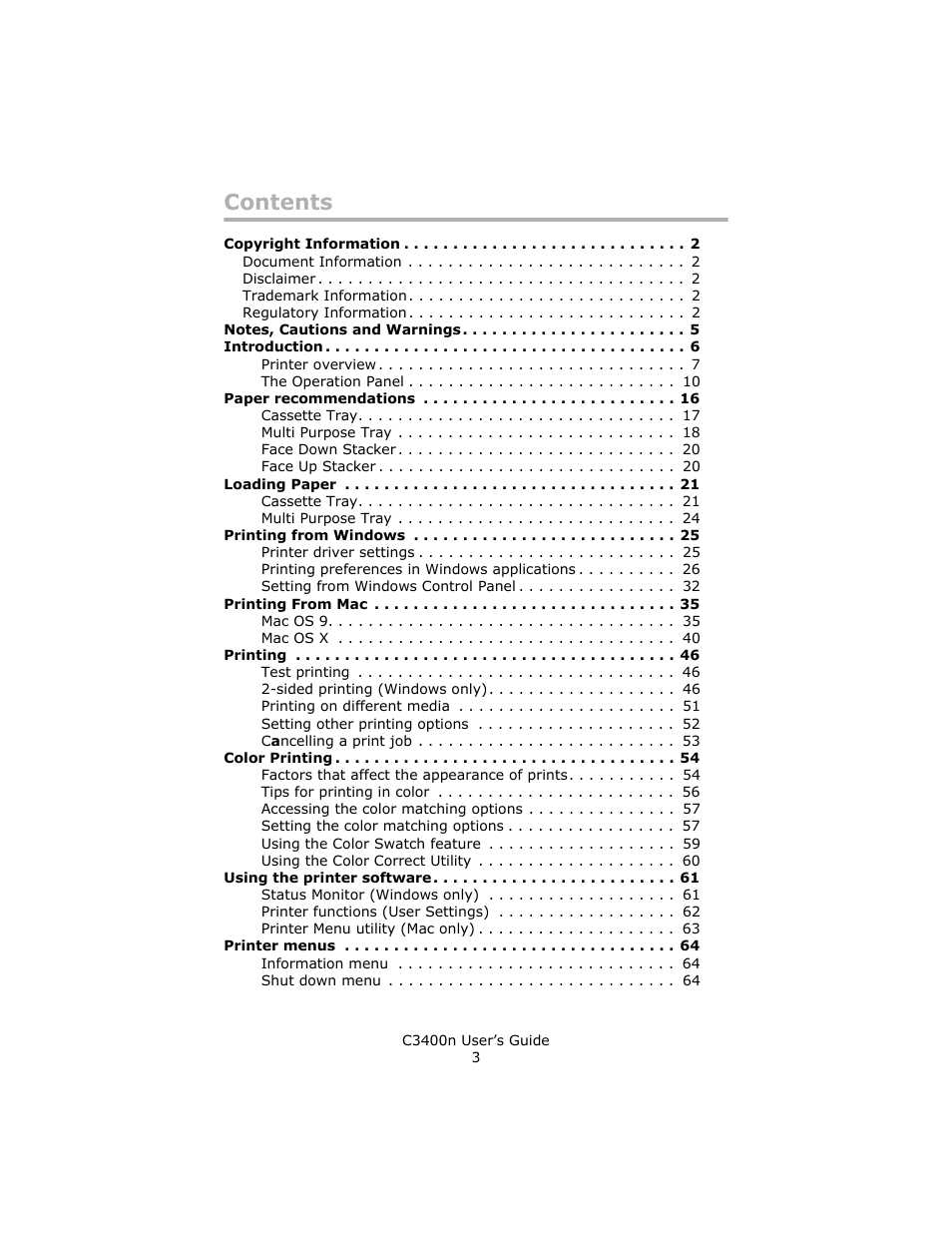 Oki C 3400n User Manual | Page 3 / 144