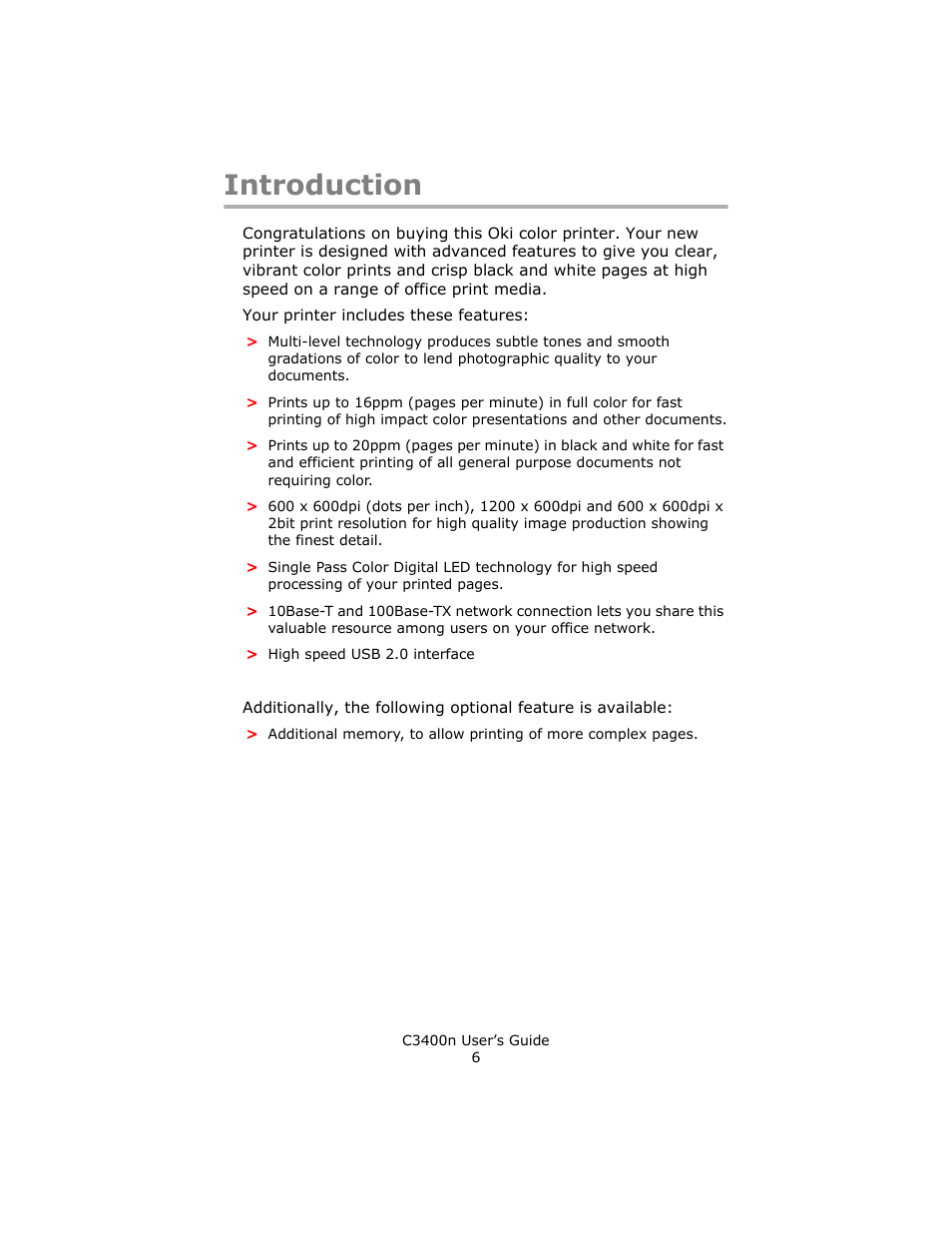 Introduction | Oki C 3400n User Manual | Page 6 / 144