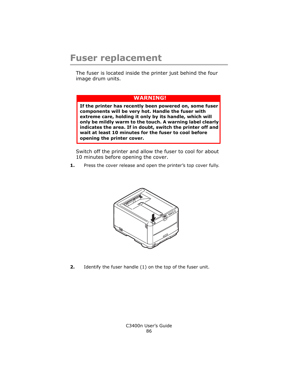 Fuser replacement | Oki C 3400n User Manual | Page 86 / 144