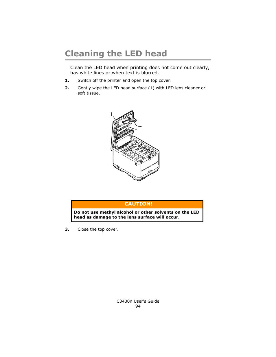 Cleaning the led head | Oki C 3400n User Manual | Page 94 / 144