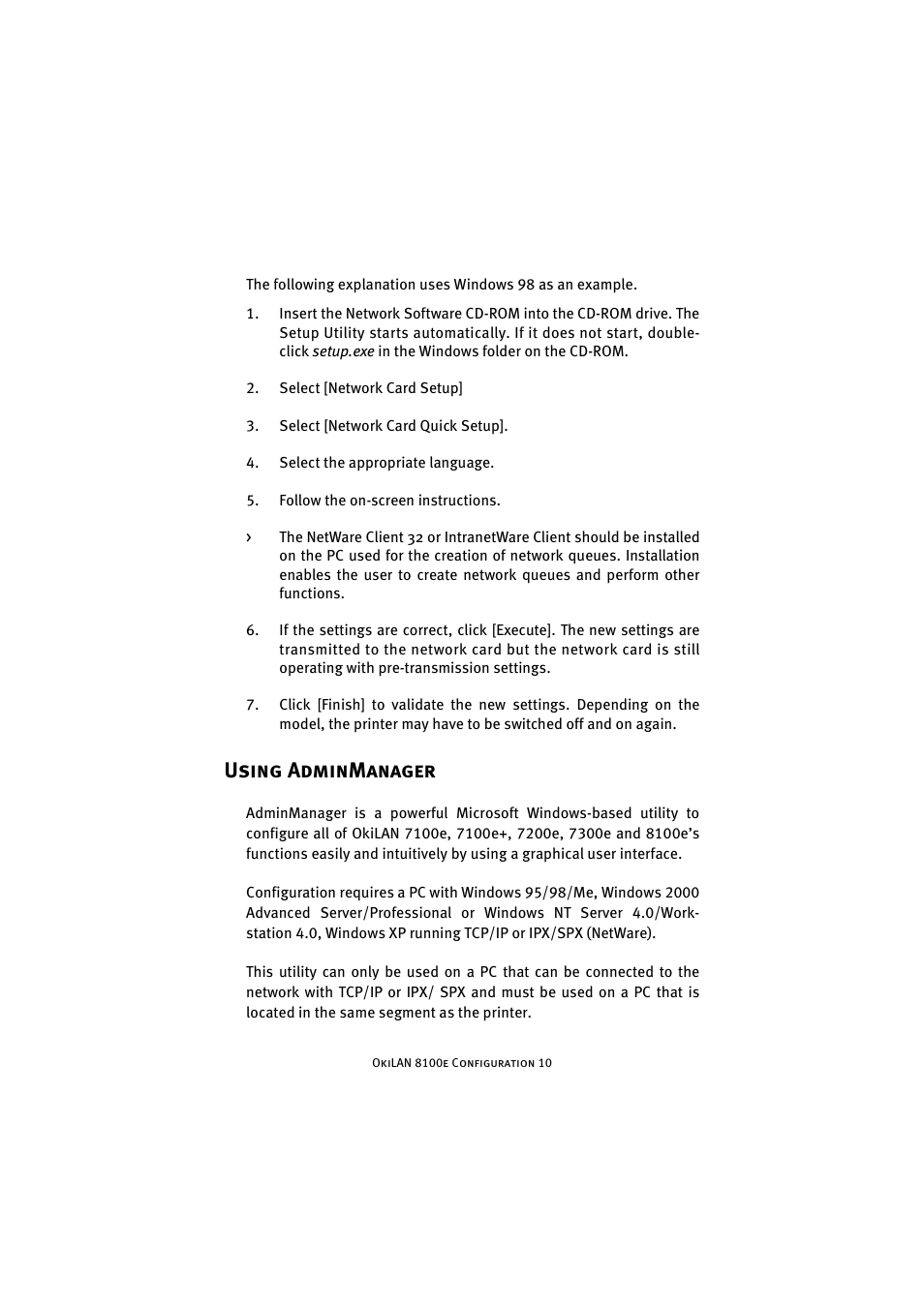 Using adminmanager | Oki 8100e User Manual | Page 10 / 106