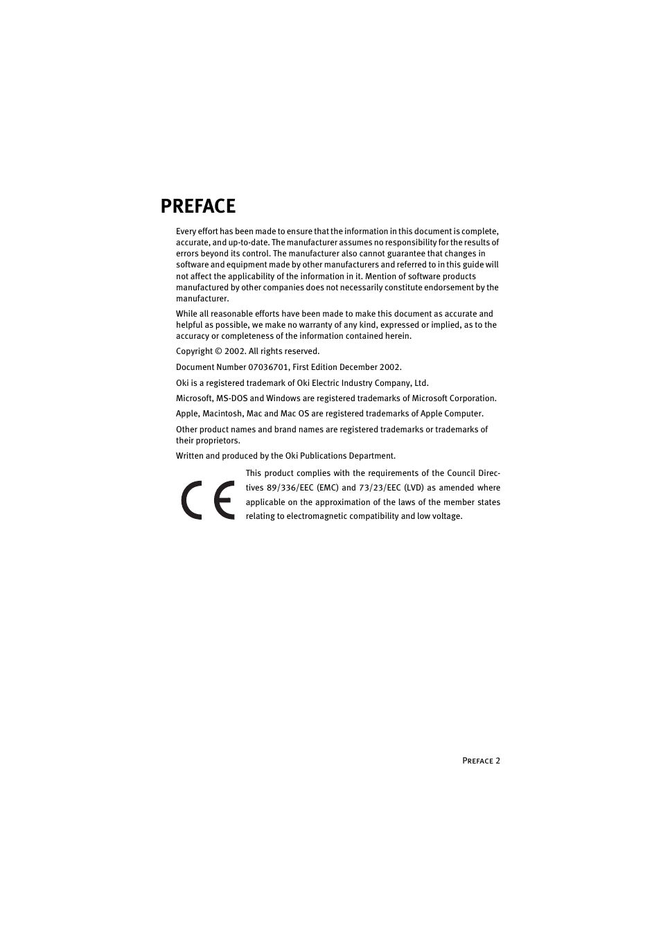 Preface | Oki 8100e User Manual | Page 2 / 106