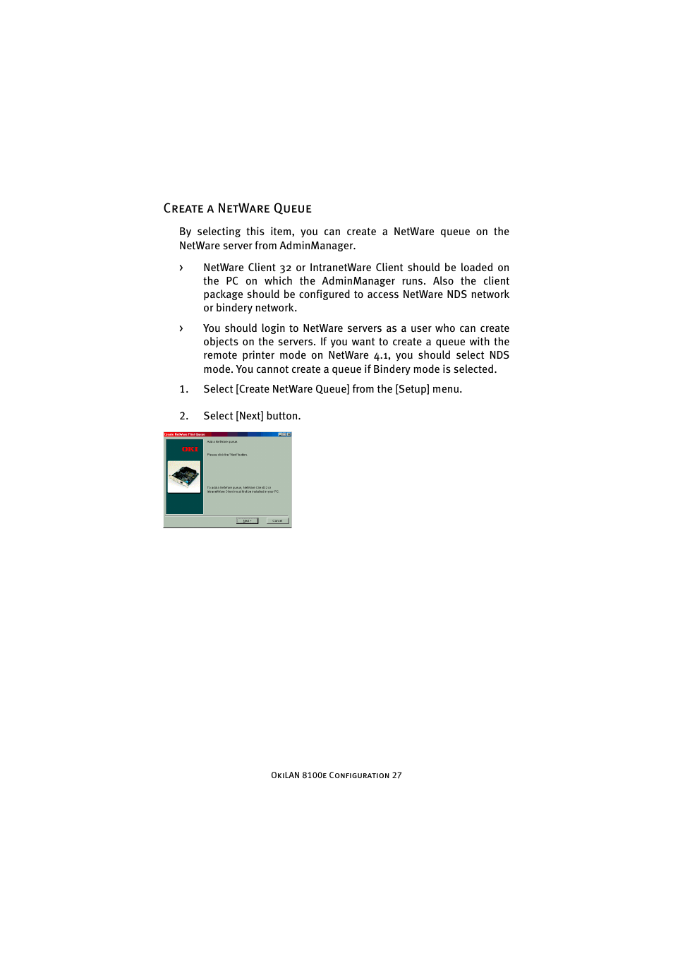 Create a netware queue | Oki 8100e User Manual | Page 27 / 106