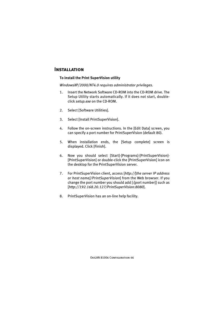Installation | Oki 8100e User Manual | Page 46 / 106
