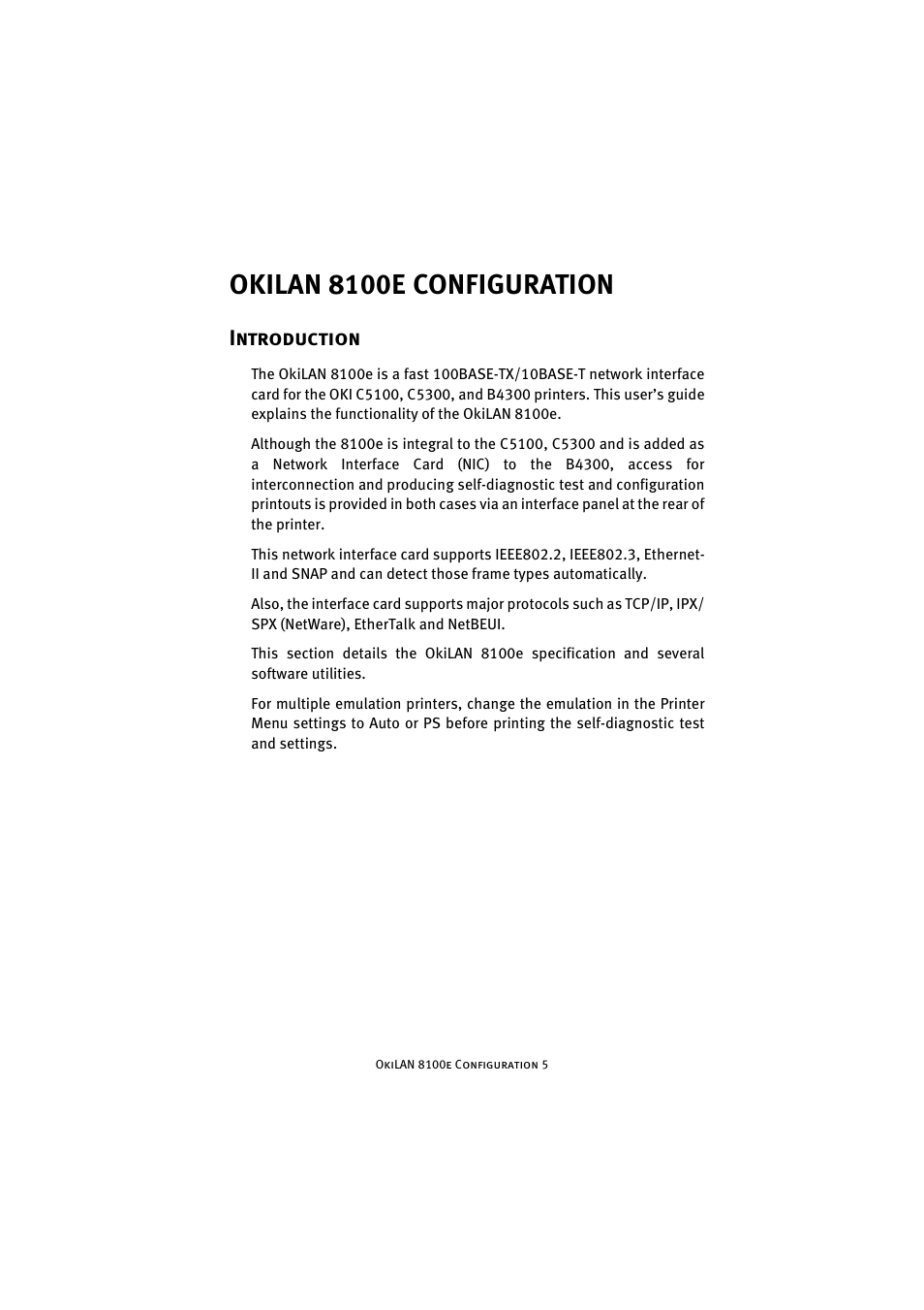 Okilan 8100e configuration, Introduction | Oki 8100e User Manual | Page 5 / 106