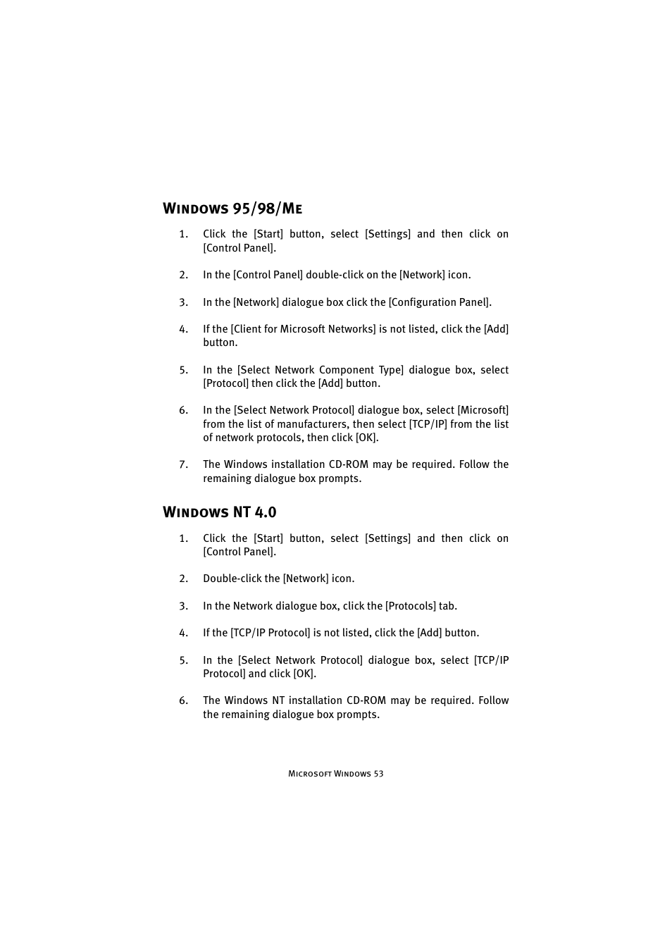 Windows 95/98/me, Windows nt 4.0, Windows 95/98/me windows nt 4.0 | Oki 8100e User Manual | Page 53 / 106