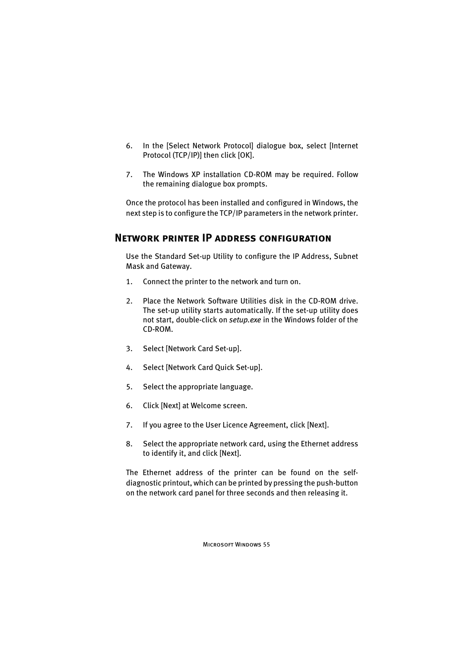 Network printer ip address configuration | Oki 8100e User Manual | Page 55 / 106