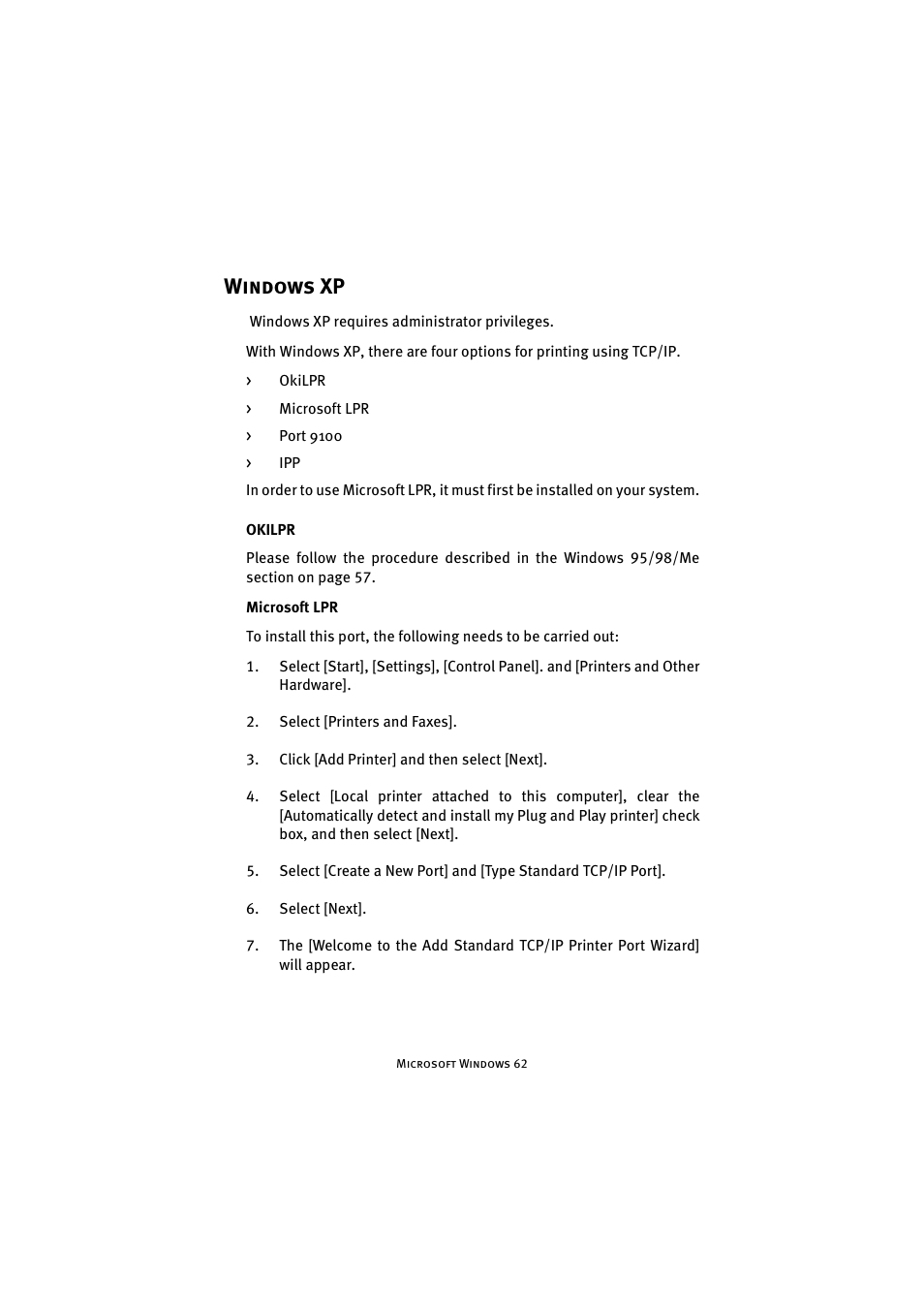 Windows xp | Oki 8100e User Manual | Page 62 / 106