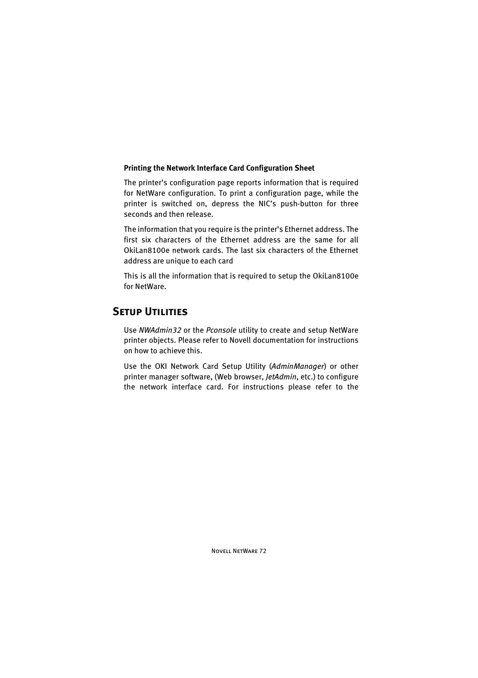 Setup utilities | Oki 8100e User Manual | Page 72 / 106