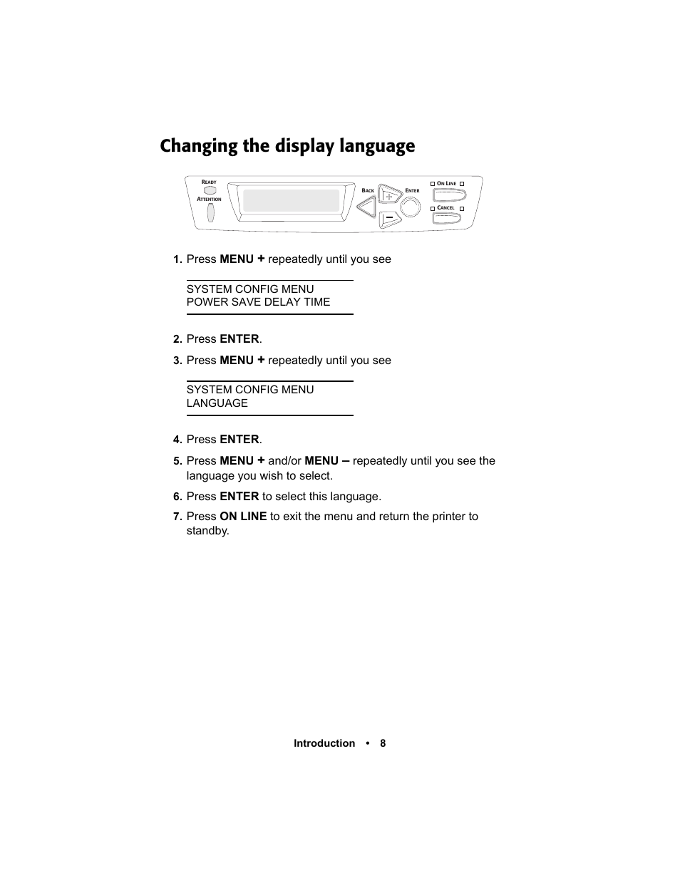 Changing the display language, Changing the display language 8 | Oki C 5400n User Manual | Page 10 / 328