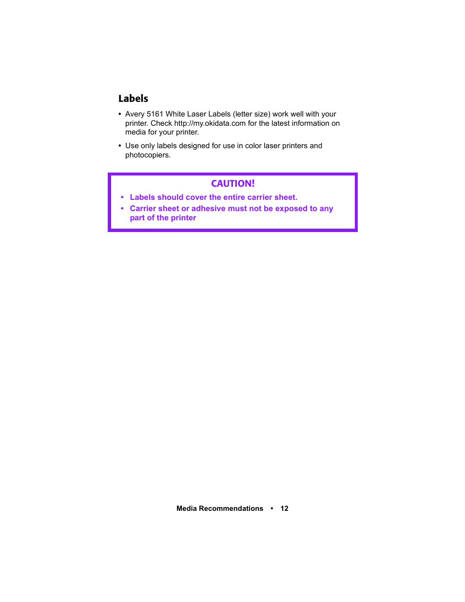 Labels | Oki C 5400n User Manual | Page 14 / 328