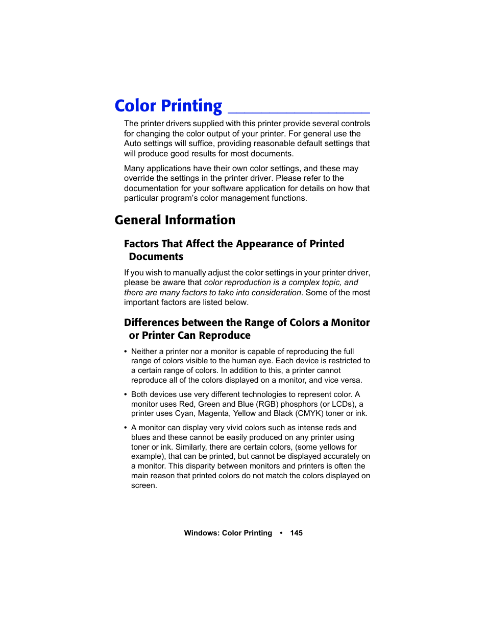 Color printing, General information | Oki C 5400n User Manual | Page 147 / 328