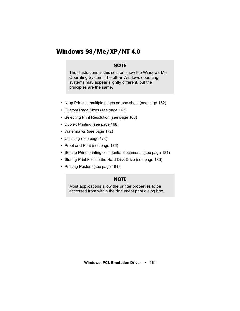 Windows 98 / me / xp / nt 4.0, Windows 98/m, Windows 98/me/xp/nt 4.0 | Oki C 5400n User Manual | Page 163 / 328