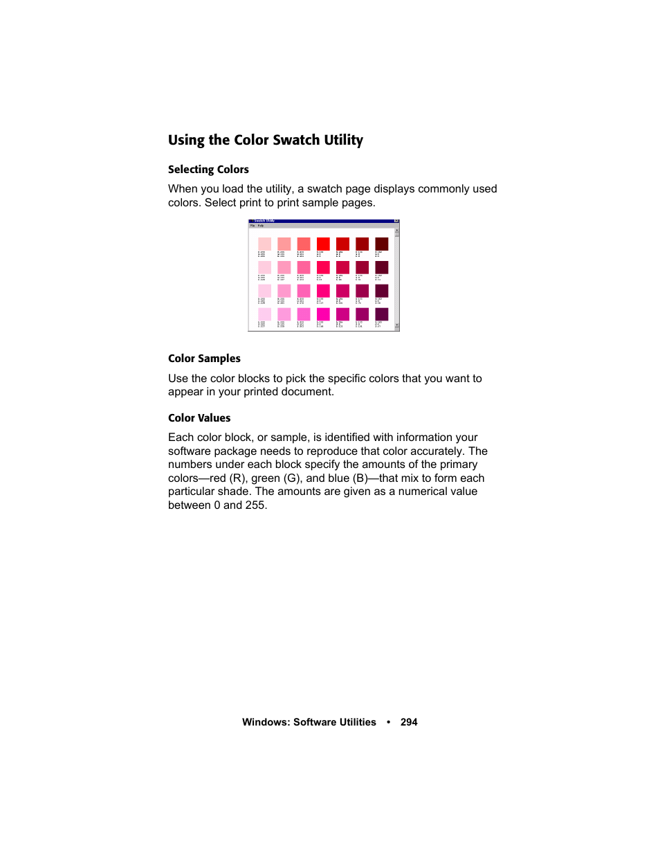 Using the color swatch utility | Oki C 5400n User Manual | Page 296 / 328