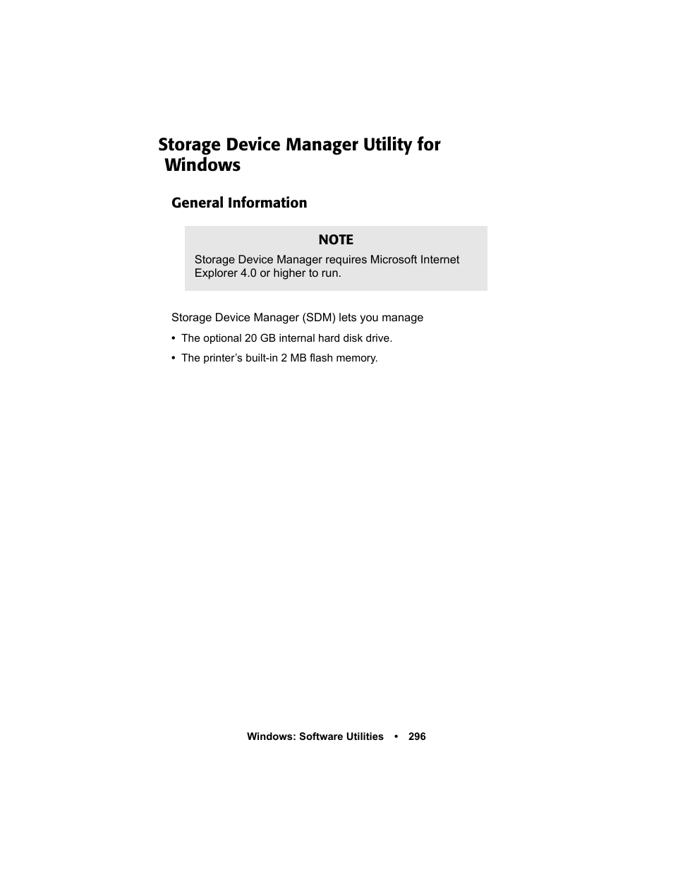 Storage device manager utility for windows, General information | Oki C 5400n User Manual | Page 298 / 328