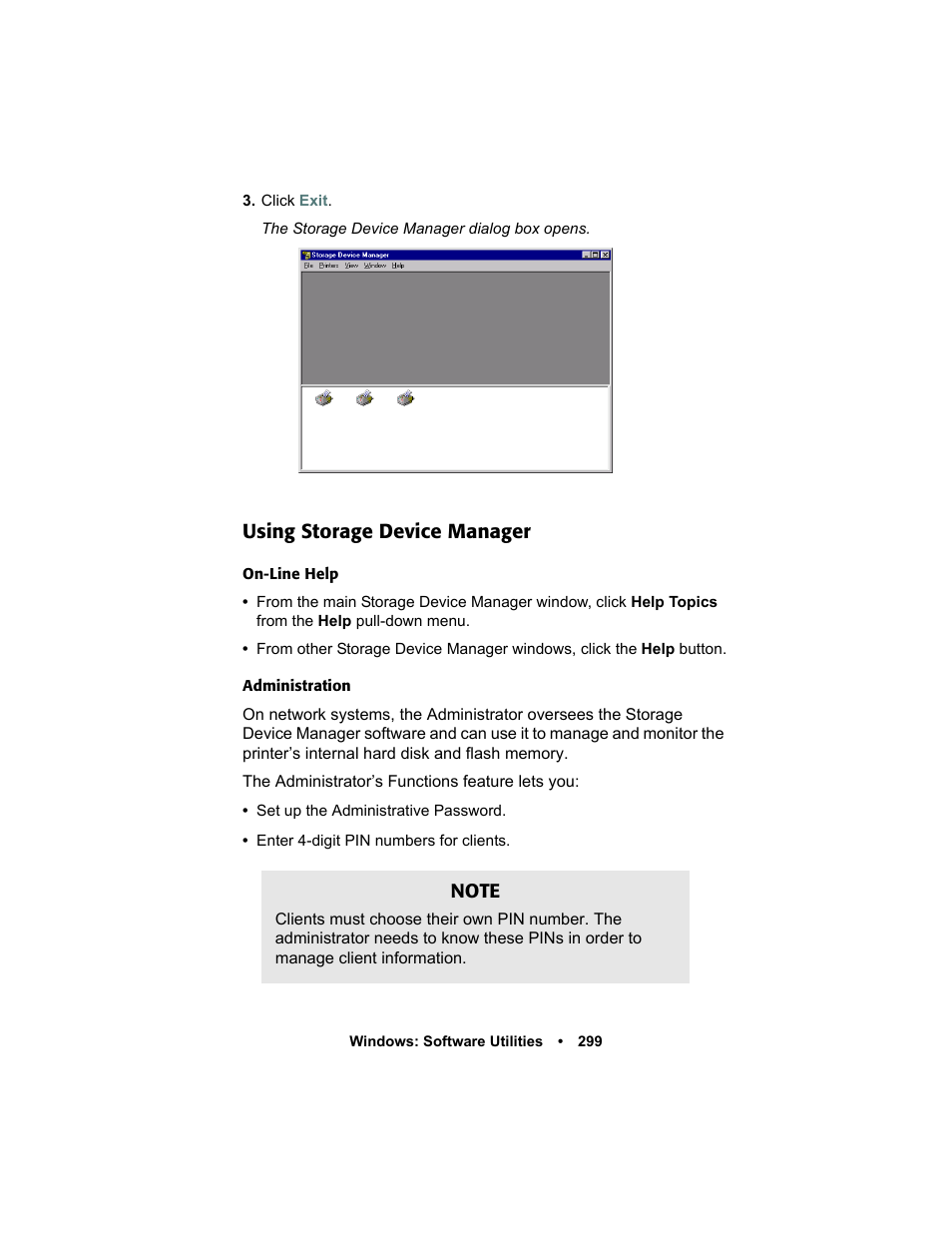 Using storage device manager | Oki C 5400n User Manual | Page 301 / 328