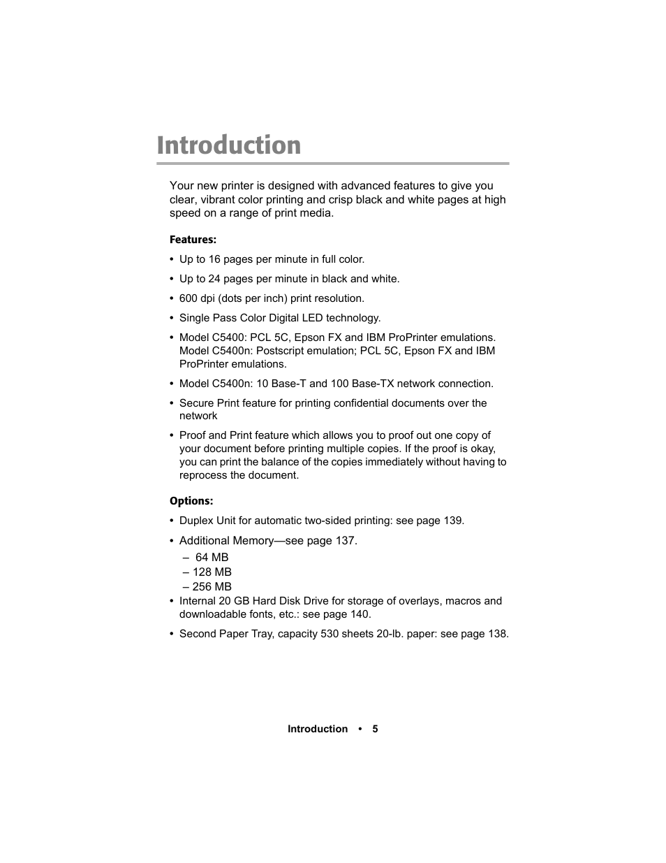 Introduction | Oki C 5400n User Manual | Page 7 / 328