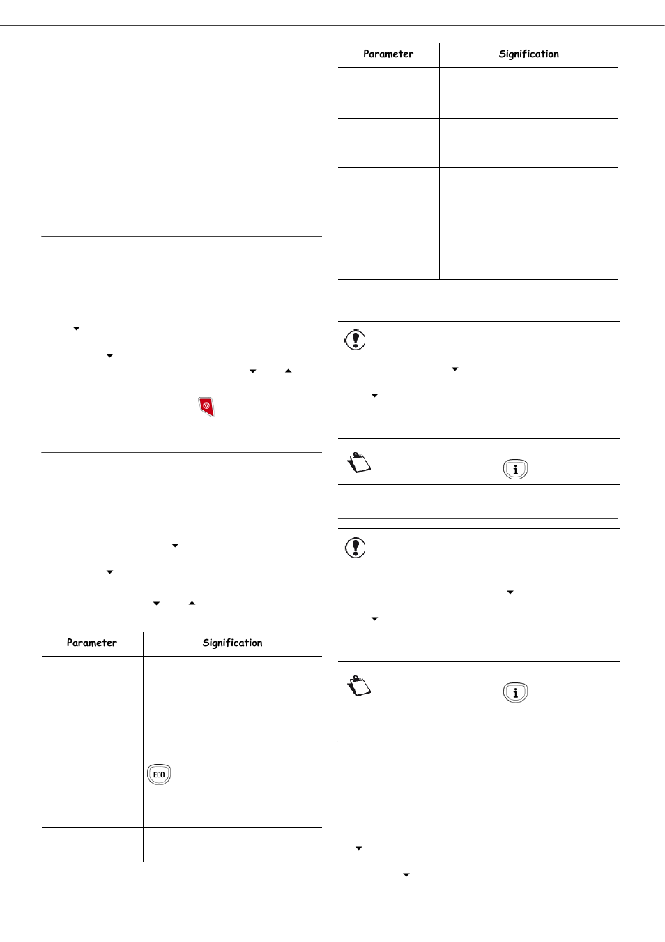 Parameters/ setup, Language, Technical parameters | Printing the functions guide, Print the list of setups, Lock the machine, Parameters/setup, Mb260 | Oki MB260 User Manual | Page 22 / 49