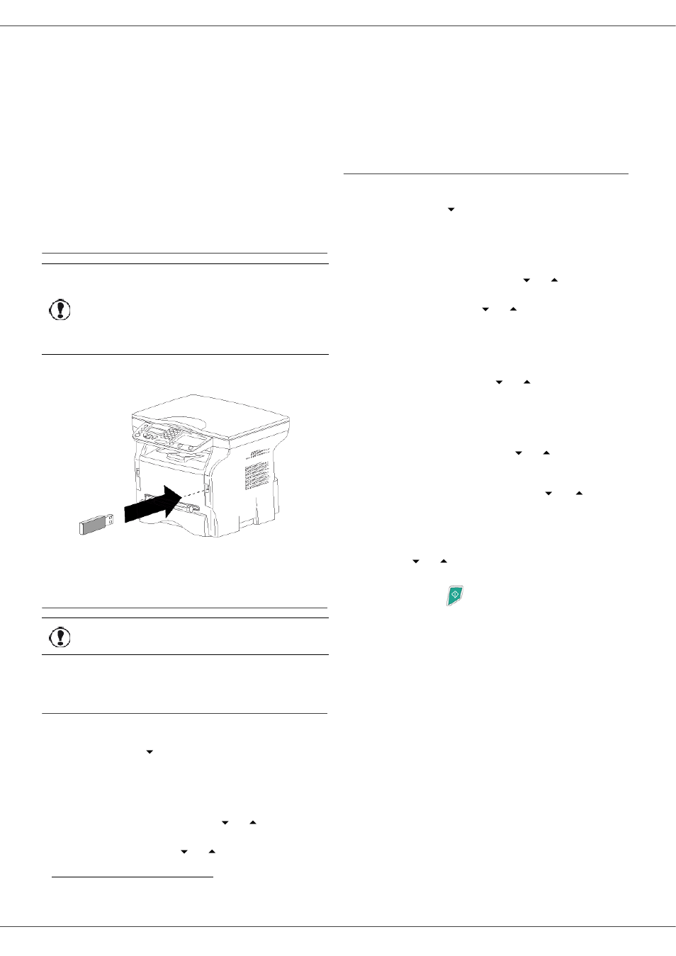 Usb memory key, Use of the usb memory key, Print your documents | Print the list of files located in the key, Print the files located in the key, Mb260 | Oki MB260 User Manual | Page 29 / 49