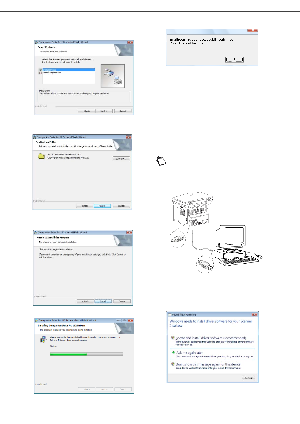 Installing the drivers manually, Pc features, Mb260 | Oki MB260 User Manual | Page 34 / 49