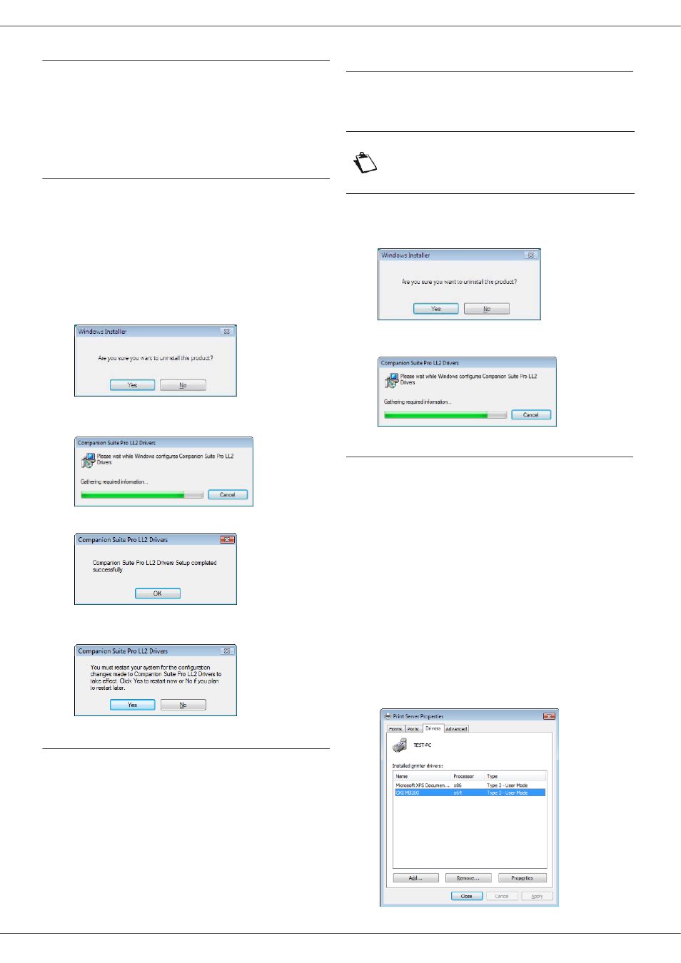 Software uninstallation, Uninstall the software from your pc, Uninstall the drivers from your pc | Uninstall the drivers manually, Uninstall the drivers using the companion, Suite pro software, Pc features, Mb260 | Oki MB260 User Manual | Page 40 / 49