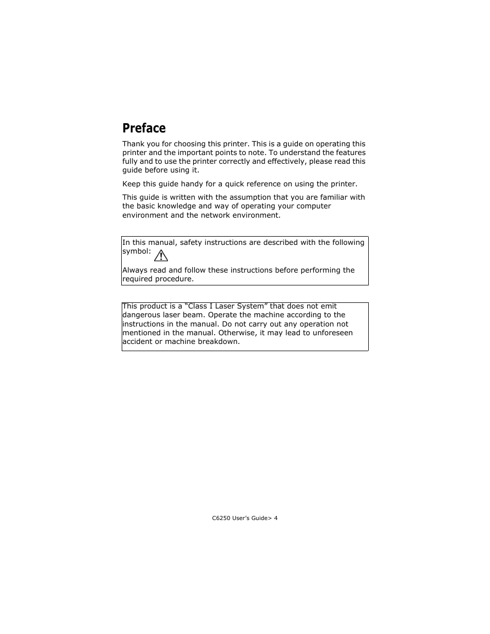 Preface | Oki B6250 User Manual | Page 4 / 136