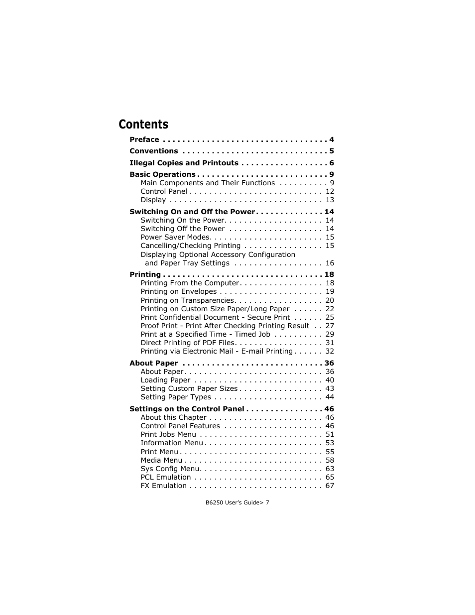 Oki B6250 User Manual | Page 7 / 136