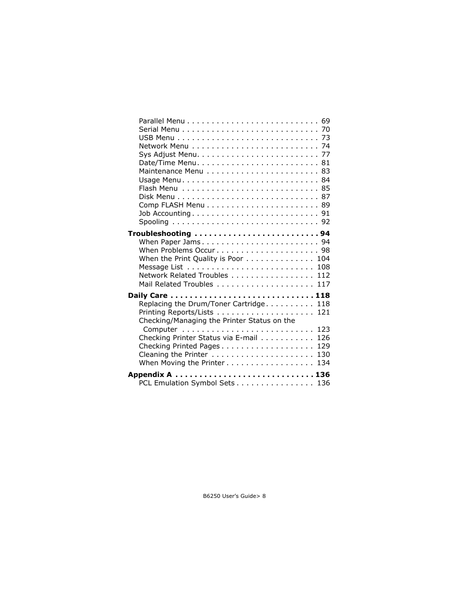 Oki B6250 User Manual | Page 8 / 136