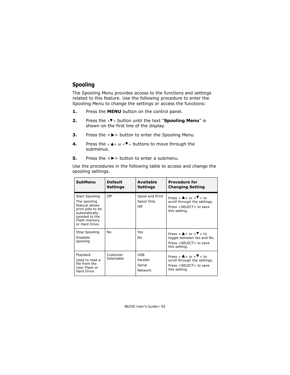 Spooling | Oki B6250 User Manual | Page 92 / 136