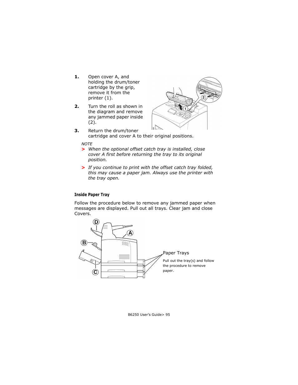 Inside paper tray | Oki B6250 User Manual | Page 95 / 136