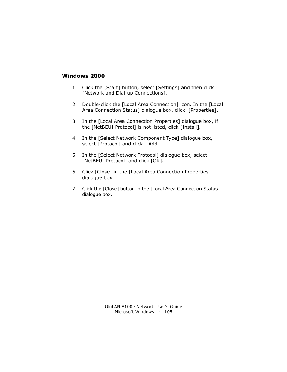 Windows 2000 | Oki lan 8100e User Manual | Page 105 / 140
