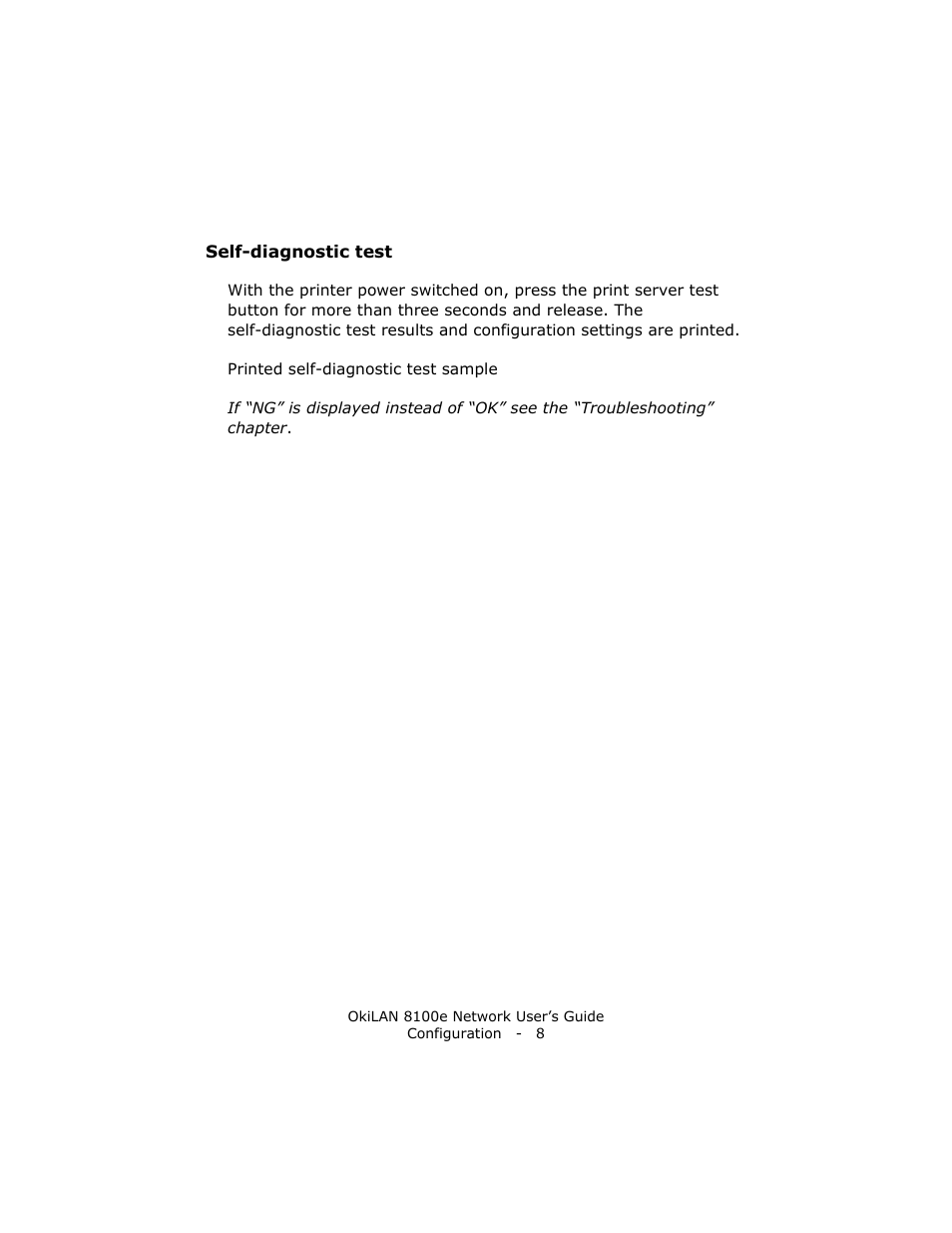 Self-diagnostic test | Oki lan 8100e User Manual | Page 8 / 140