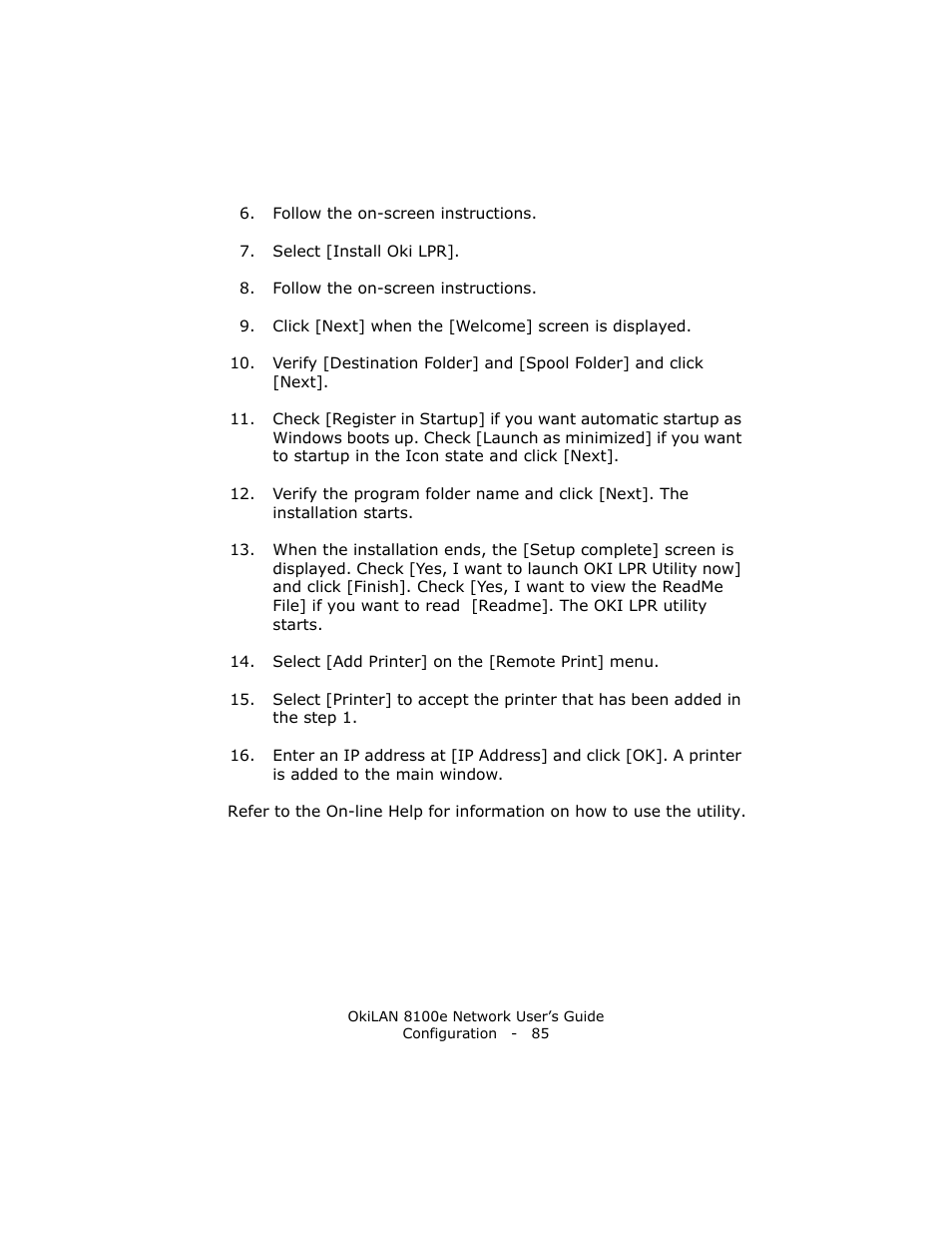 Oki lan 8100e User Manual | Page 85 / 140