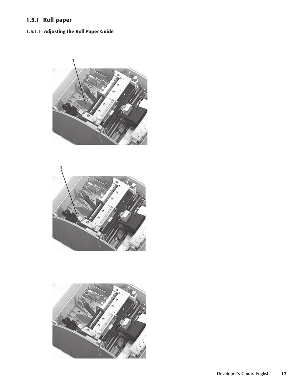 1 roll paper, 1 adjusting the roll paper guide | Oki POS 425S User Manual | Page 17 / 133