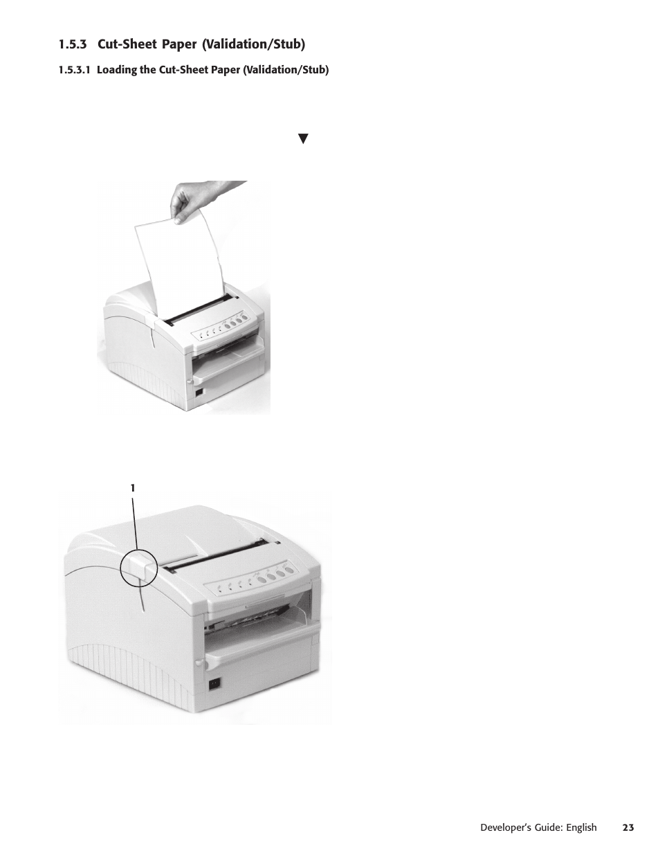 3 cut-sheet paper (validation/stub), 1 loading the cut-sheet paper (validation/stub) | Oki POS 425S User Manual | Page 23 / 133