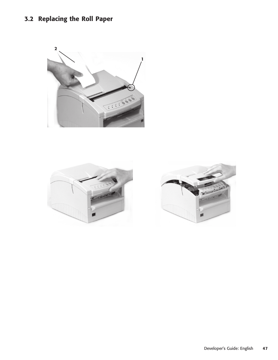 2 replacing the roll paper | Oki POS 425S User Manual | Page 47 / 133